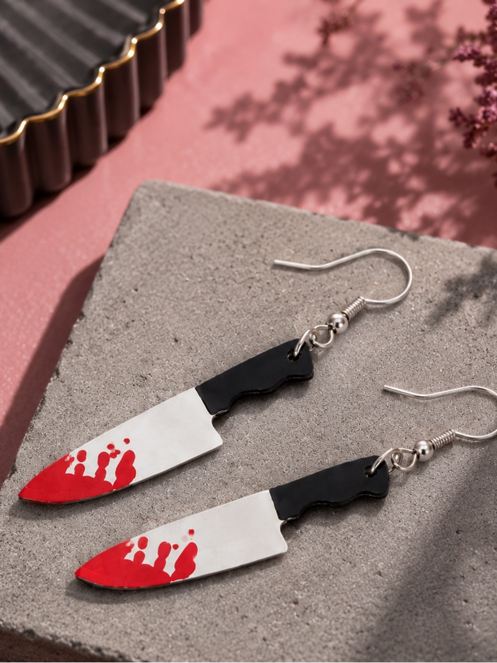 Red and Black Knife Earrings